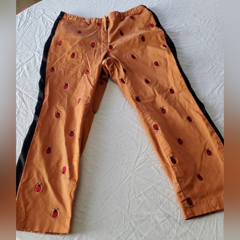 Lilly Pulitzer Orange Pants with Ladybug Embroidery